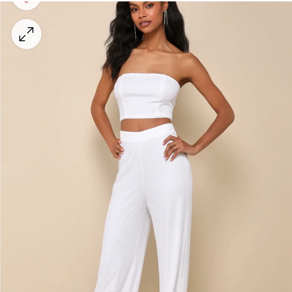 Lulus White Sequin Two Piece Set | White Sparkle